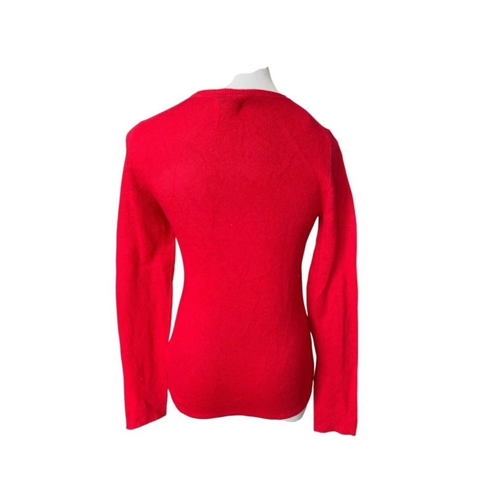 Red Cashmere Crewneck Sweater Womens Size S Quiet Luxury Valentines Holiday Cozy - Picture 3 of 8